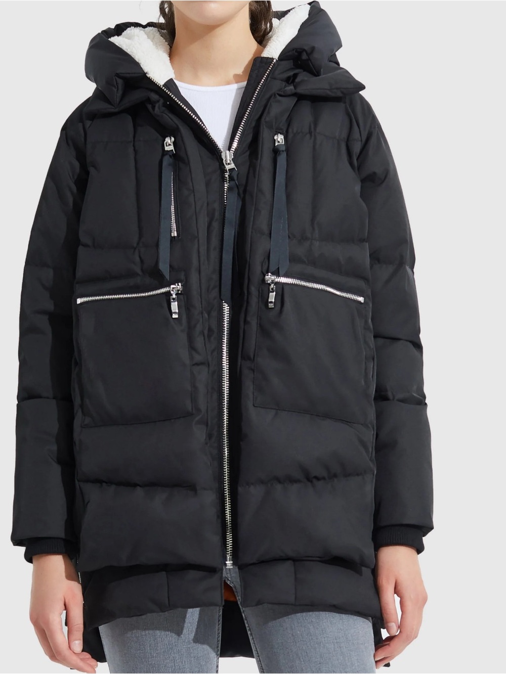 Orolay Women's Black down Hooded Ski Puffer Jacket high quality
